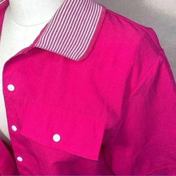 Vintage | Barbiecore 90s SS Button Down Polo - Bubblegum Pink / Sz M - Picture 5 of 9